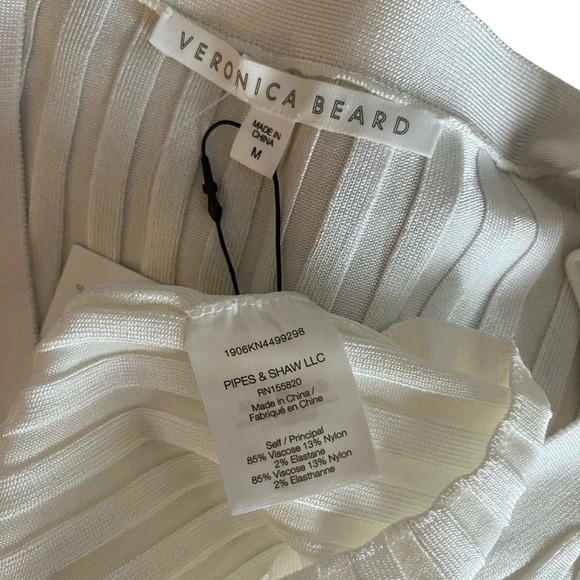 Veronica Beard NWT West Ribbed V Neck Pullover in Off-White Size Medium - Picture 11 of 13